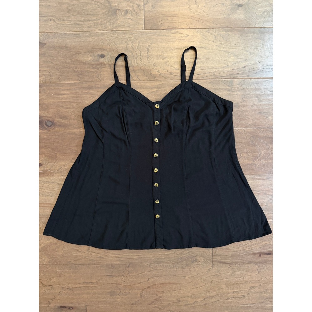 Torrid Black Button Front Babydoll Camisole Top Plus Size 0 Adjustable Straps